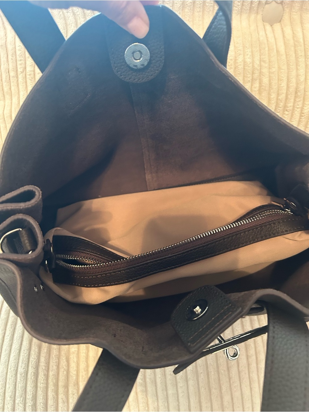 BOGDANA Urban Luxe Tot chocolate brown genuine Leather Tote with Silver Hardware - Picture 4 of 8